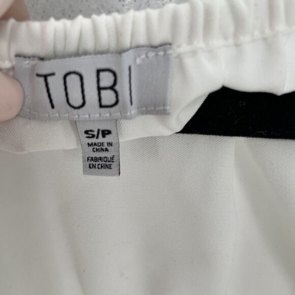 Tobi Crop Top Tie Front Small White Long Flare Sleeve Elastic Back Festival Boho - Picture 6 of 12